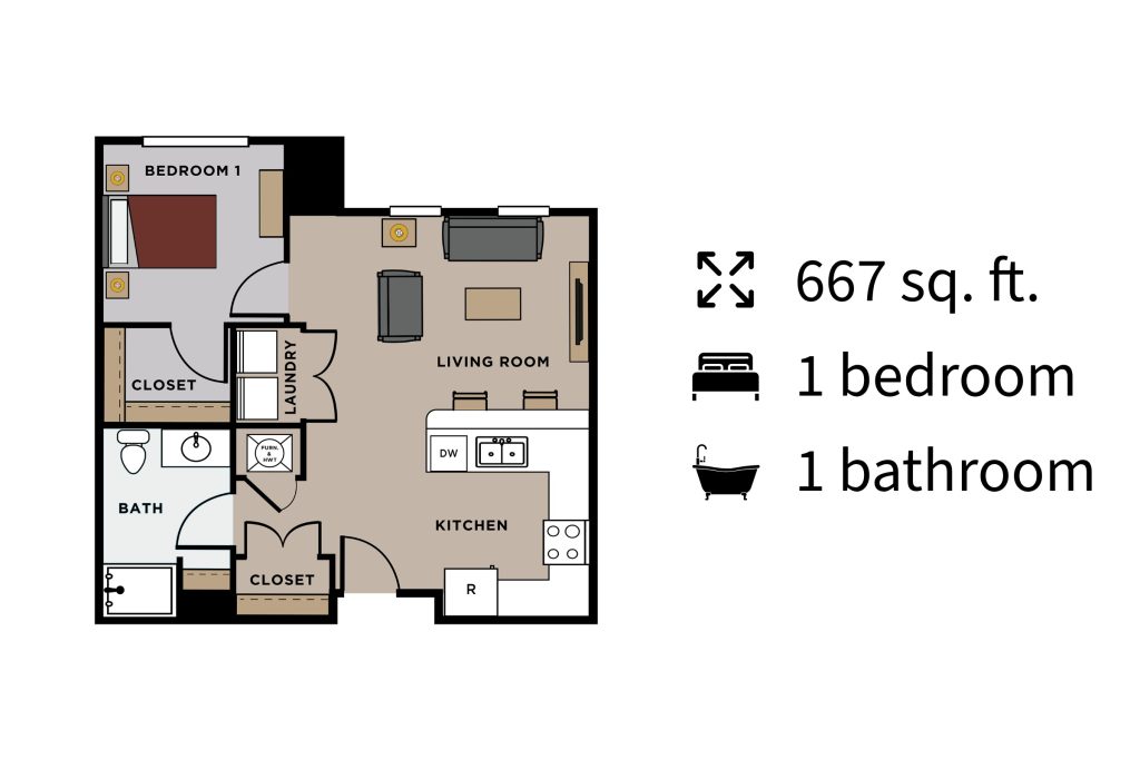 Bonner Springs Senior Villas, 1 bedroom floorplan