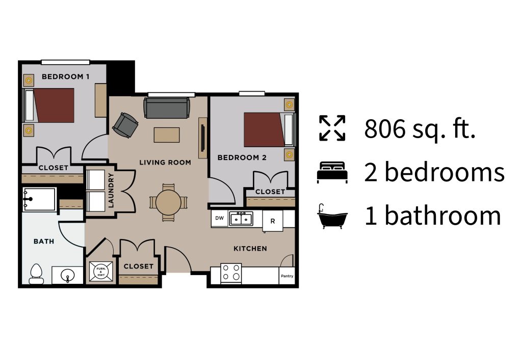 Bonner Springs Senior Villas, 2 bedroom floorplan